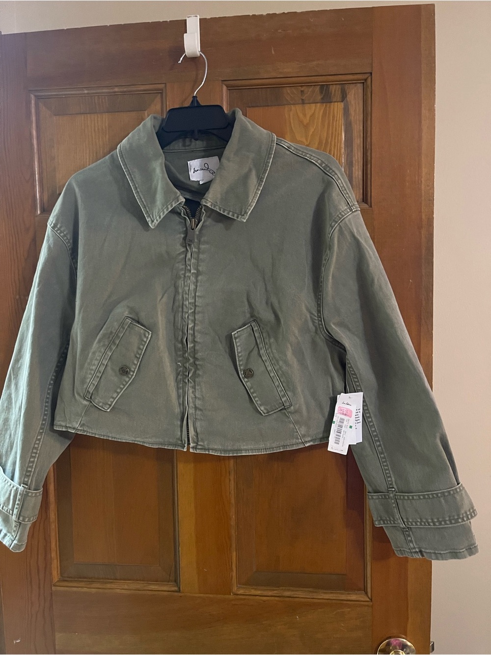 Sam Edelman Olive Green Cropped Utility Jacket